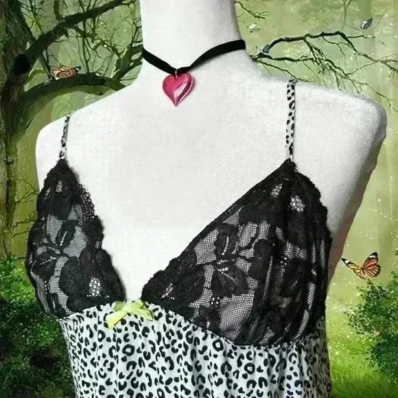 Y2k 90s Victoria’s Secret Black/White Leopard Print Tank Size L - Picture 2 of 9